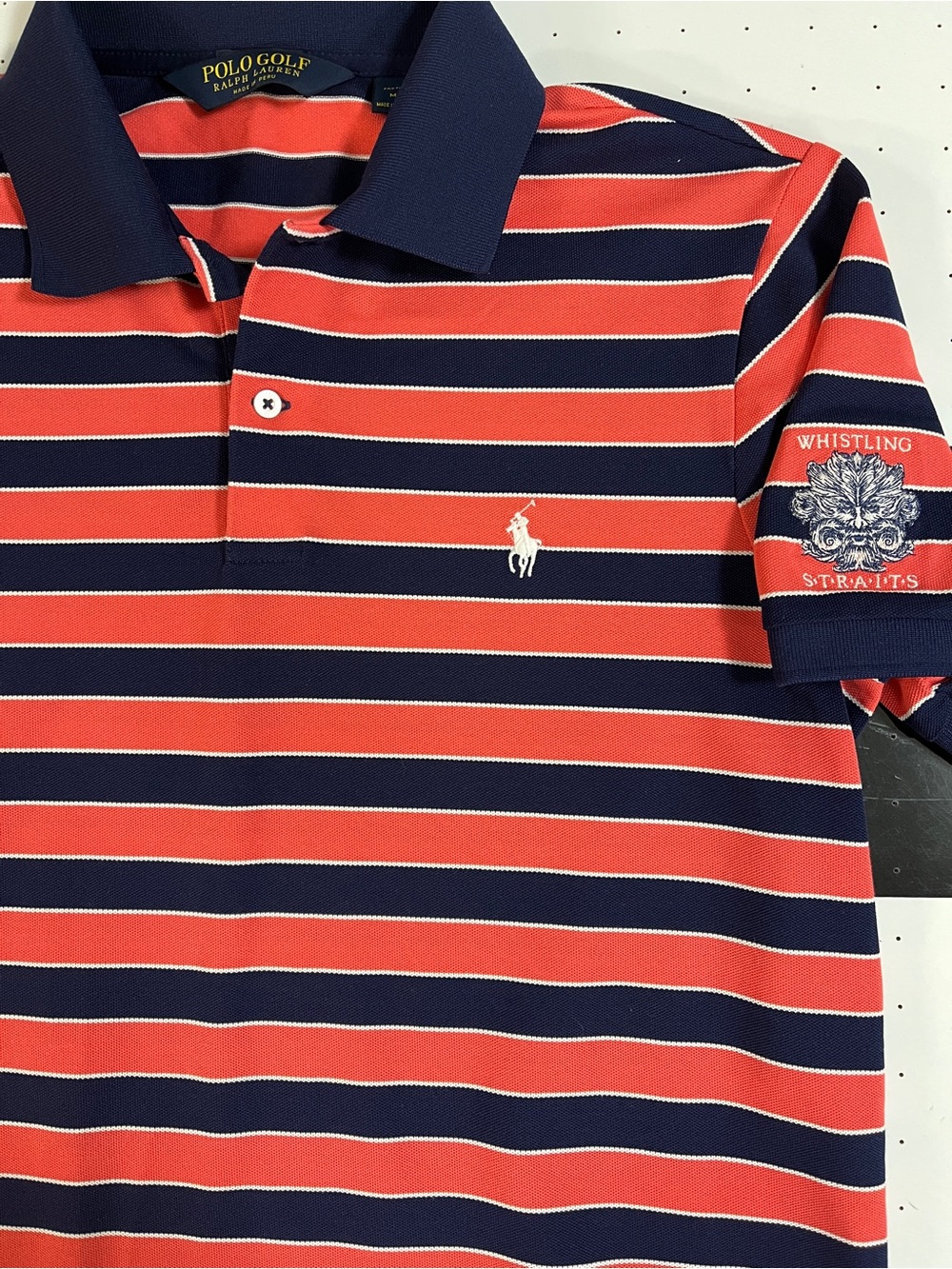 Polo Golf by Ralph Performance Whistling Straits WI orange blue Medium NWOT!